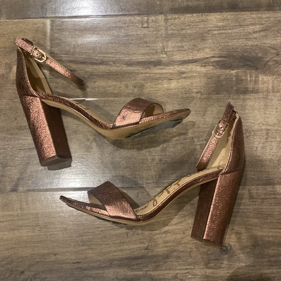 Sam Edelman Yaro Rust Pink Metallica Heels 8 - Picture 6 of 7